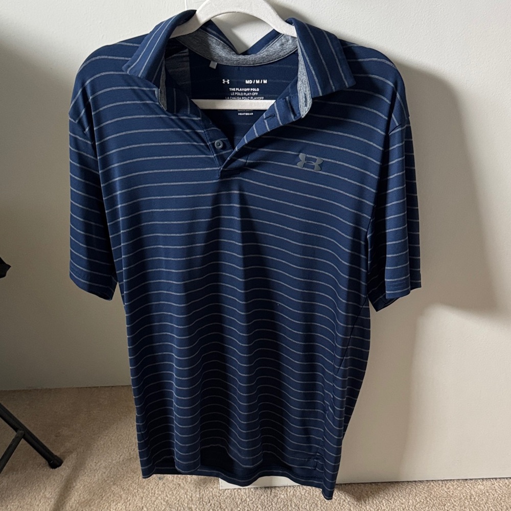 Under Armour Men's Blue Striped Performance Polo Shirt